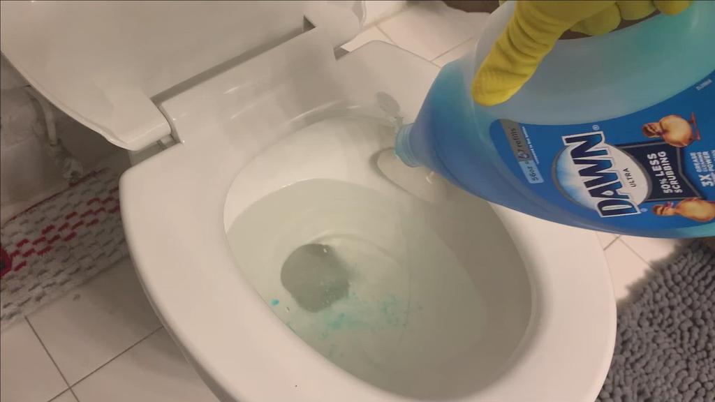 'Video thumbnail for how to clean inside your toilet with dish soap'