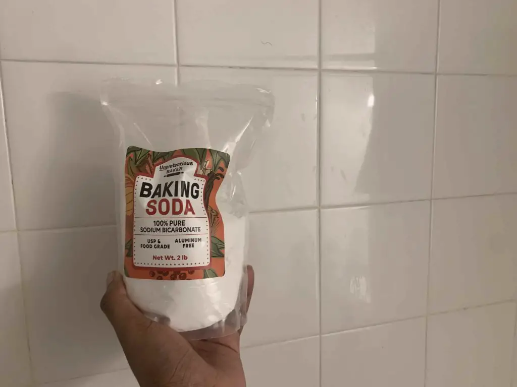 baking soda on shower tiles