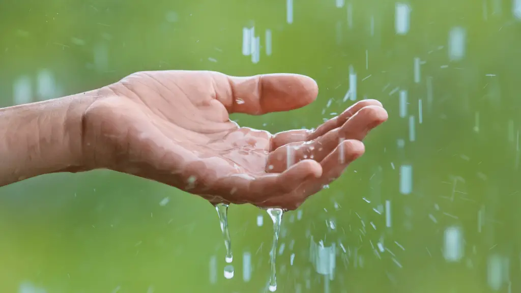hand catching rain water