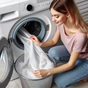 Washing shower curtain liner in a top loading washing machine